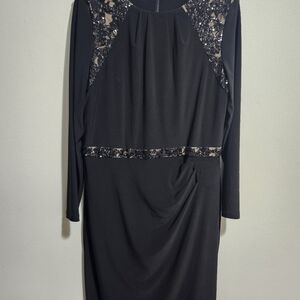 Ralph Lauren Black Long Sleeve Dress with Sequin Accents